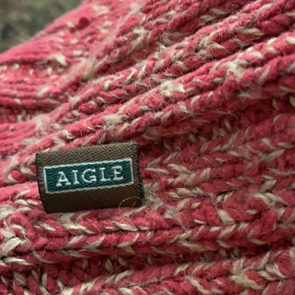 Aigle rare red & tan marled thick knit mock neckline sweater Size L - Picture 12 of 17